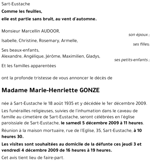 Marie-Henriette GONZE