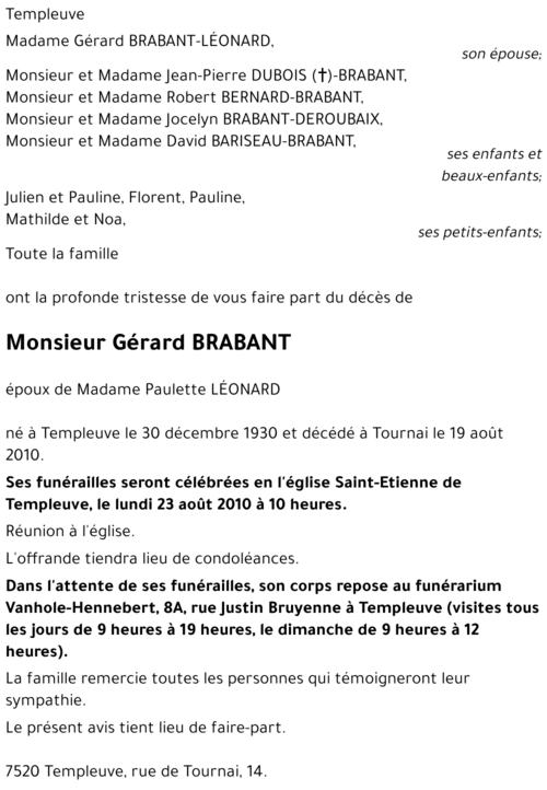 Gérard BRABANT