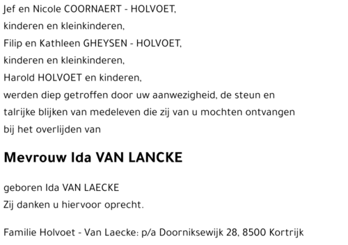 Ida VAN LANCKE