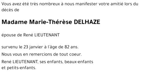 Marie-Thérèse DELHAZE