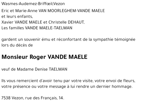 Roger VANDE MAELE