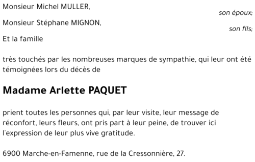 Arlette PAQUET