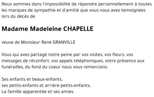 Madeleine CHAPELLE