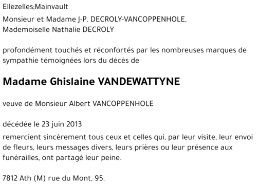 Ghislaine VANDEWATTYNE