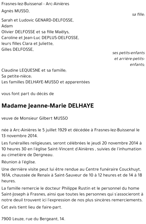 Jeanne DELHAYE