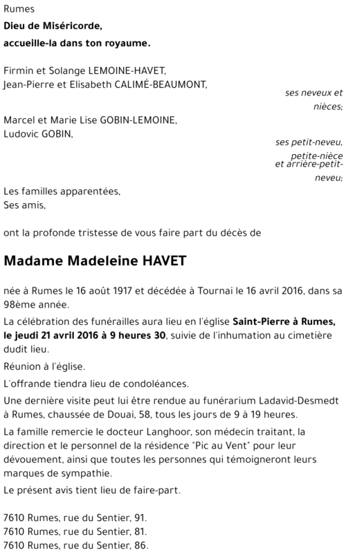 Madeleine HAVET