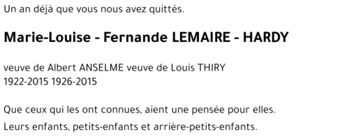 Marie-Louise - Fernande LEMAIRE - THIRY