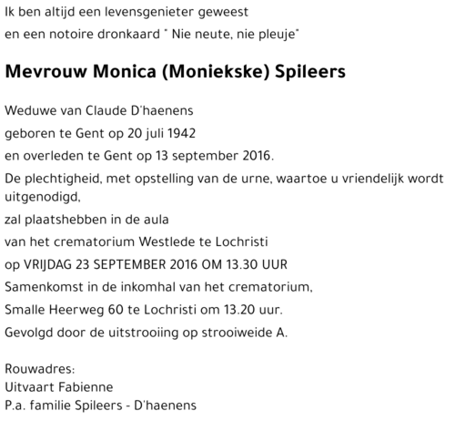 Monica (Moniekske) Spileers