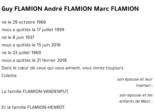 Guy - André - Marc FLAMION - FLAMION - FLAMION