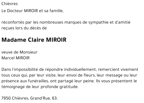 Claire MIROIR