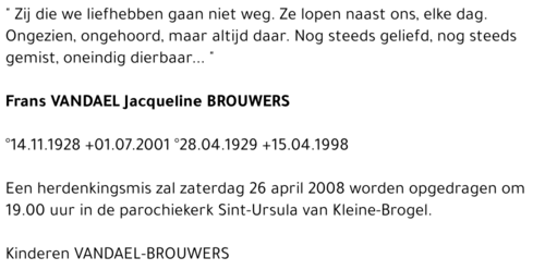 Frans en Jacqueline VANDAEL-BROUWERS