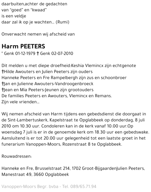 Harm Peeters