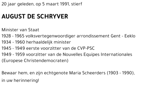 AUGUST DE SCHRIJVER