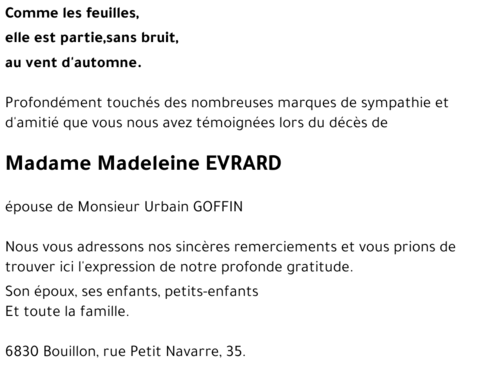 Madeleine EVRARD