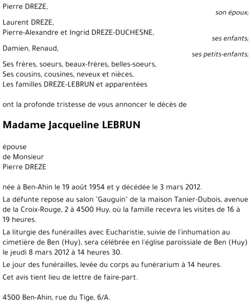 Jacqueline LEBRUN