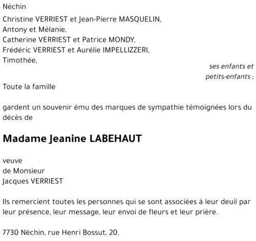 Jeanine LABEHAUT