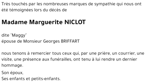 Marguerite NICLOT dite « Maggy »