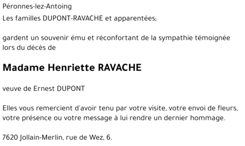 Henriette RAVACHE