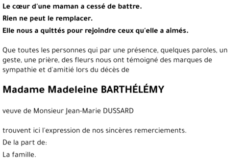 Madeleine BARTHÉLÉMY