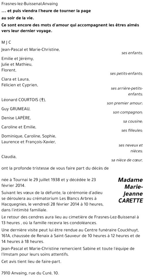 Marie-Jeanne CARETTE