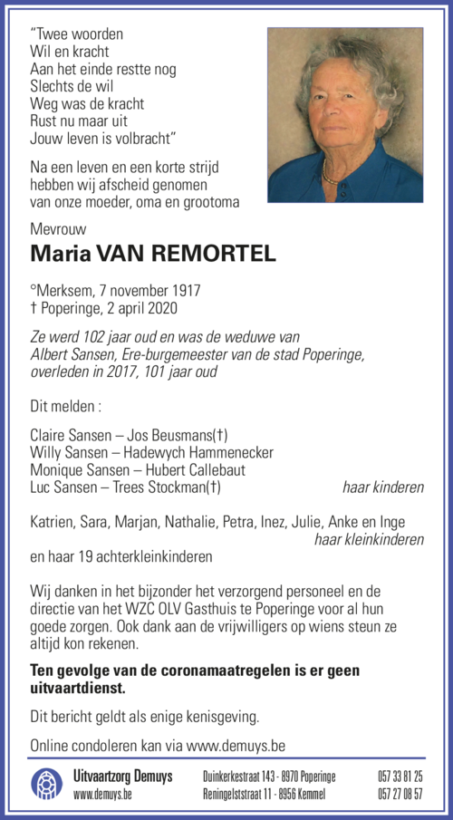 Maria Van Remortel