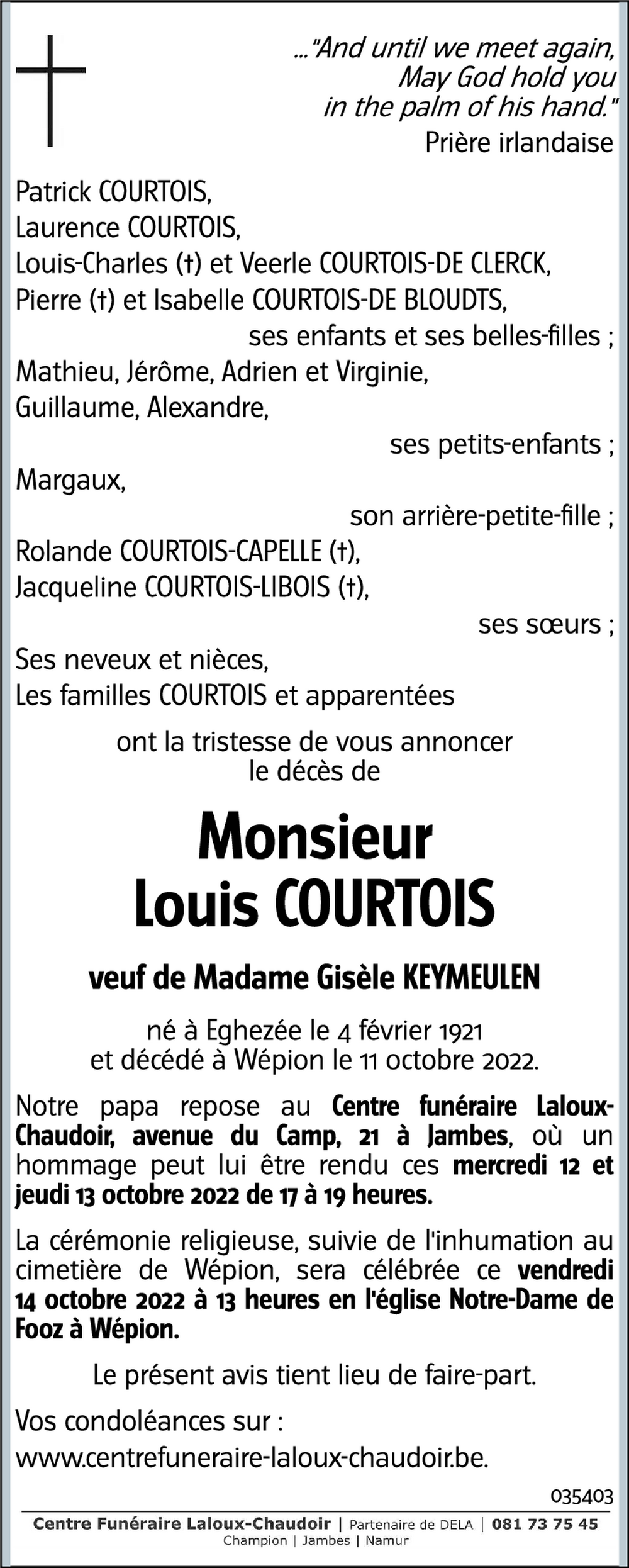 Louis COURTOIS († 11/10/2022) | Inmemoriam