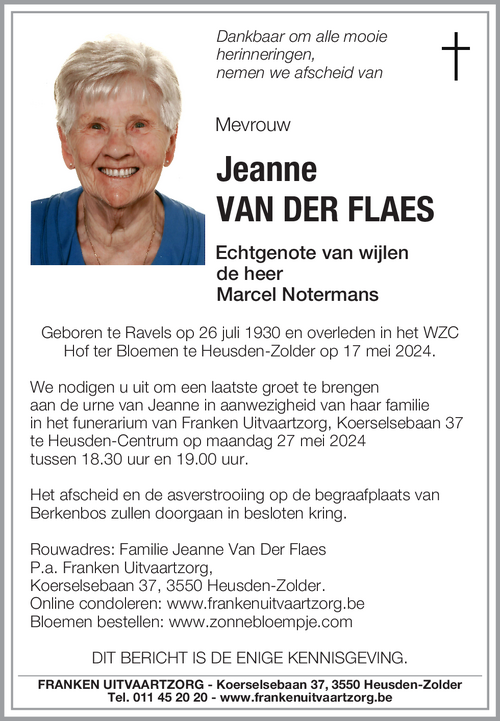 Jeanne VAN DER FLAES